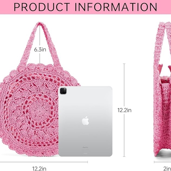 Women’s Pink Boho Tote Purse - Picture 2 of 6